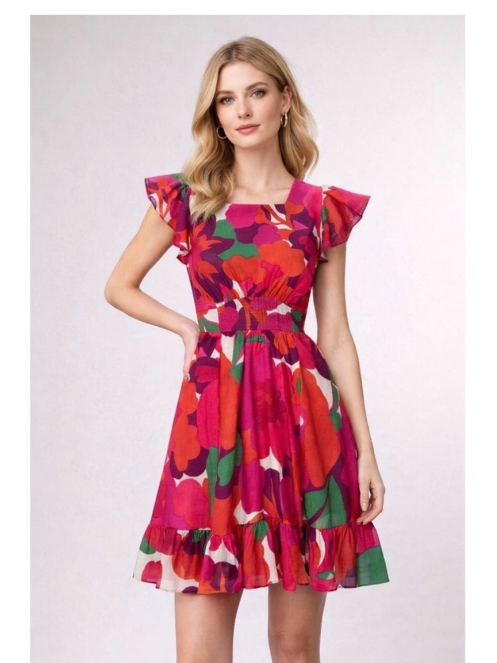 Misa Los Angeles Belinda Dress Floral Ruffle Tie back Mini Dress